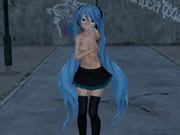 MMD Rambut Biru Babe Tindik Puting Mainan Seks